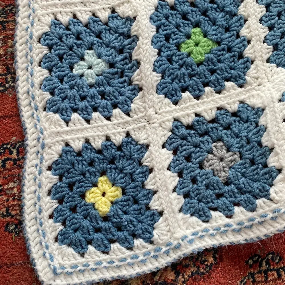 Handmade Granny Squares Crochet Throw Newborn Baby Crib Stroller Nursery Blanket